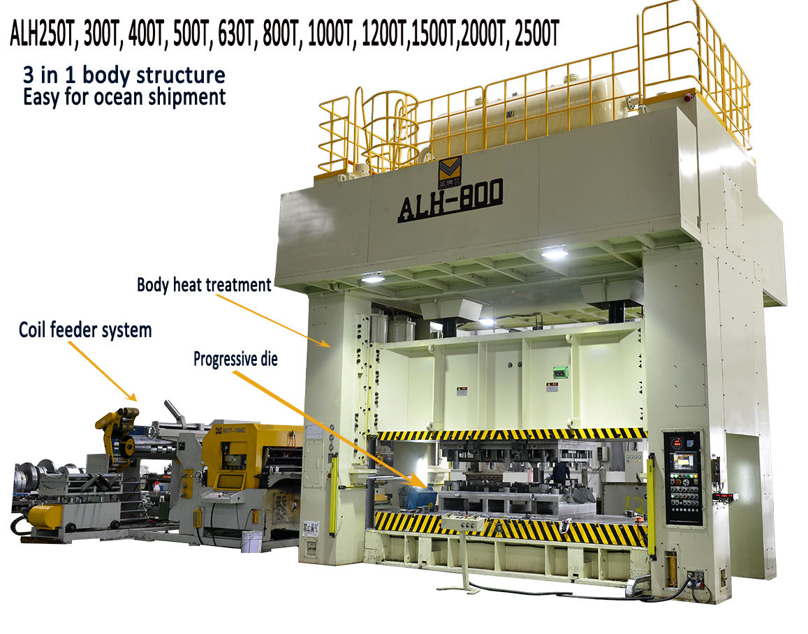 Máy ép cơ lực Máy dập ALH 800 Tấn có hệ thống chuyển tự động cho dây chuyền sản xuất vỏ kim loại